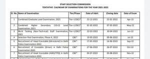 SSC Exam Calendar