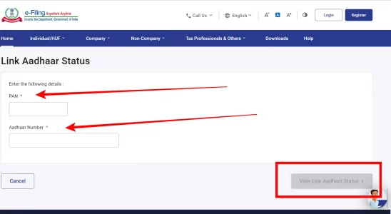 Link Pan card and aadhar card