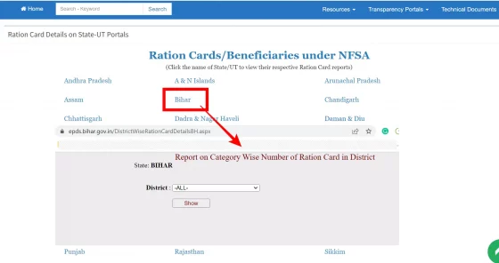 Ration Card website