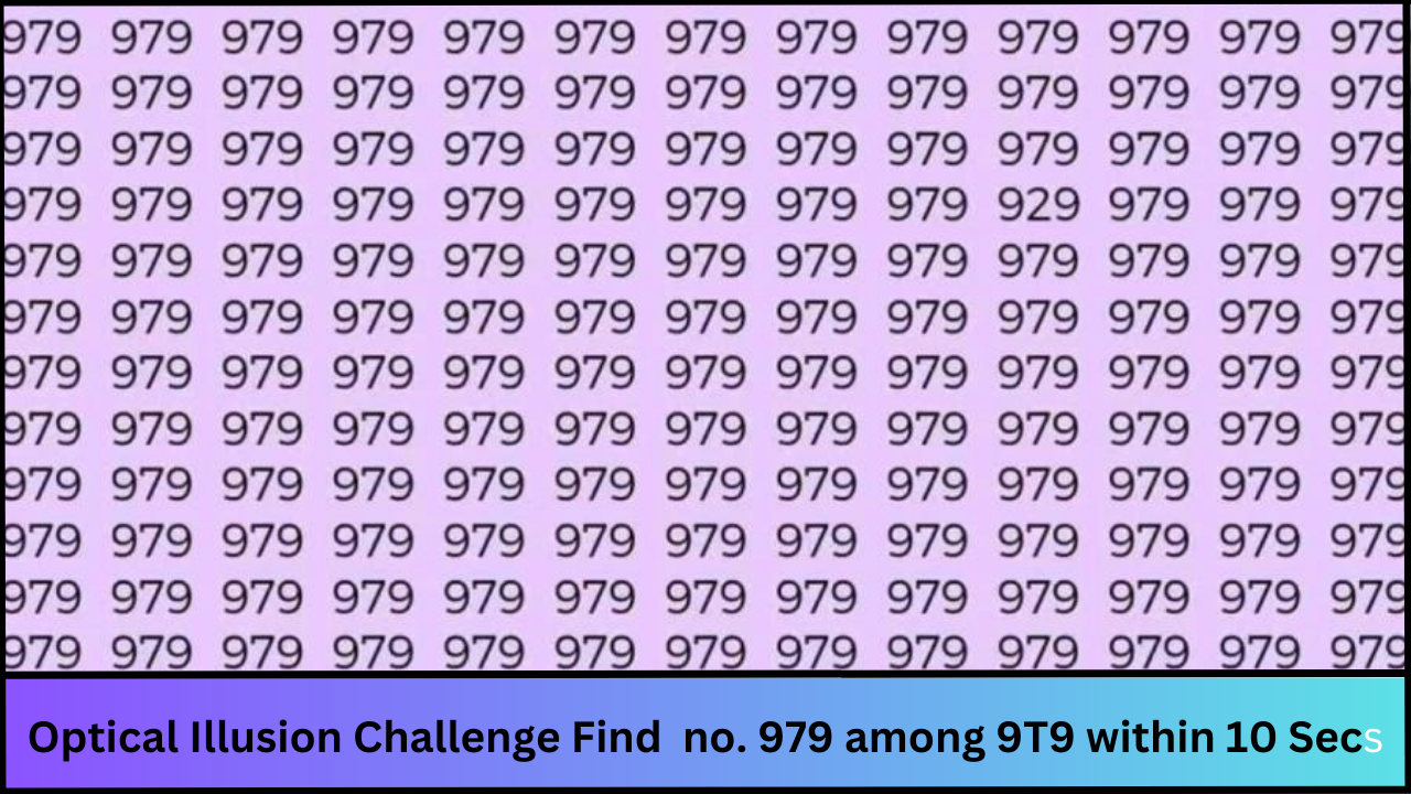 In this article we know about Optical Illusion Challenge: Can You Find The Number 979 among 9T9 within 10 Secs?