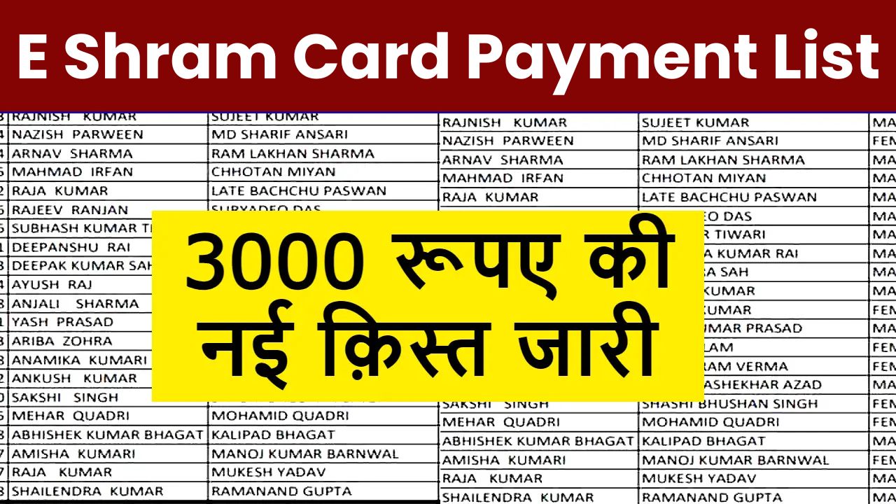 E- Shram Card List Hui Jaree