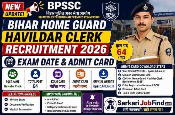 BPSSC Havildar Exam Date & Admit Card Download 2026