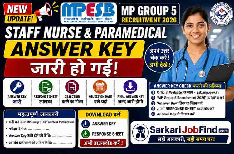 MPESB MP Group 5 Staff Nurse & Paramedical Recruitment 2026 Answer Key