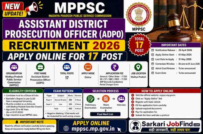 MPPSC Assistant District Prosecution Officer ADPO Recruitment 2026